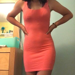 bodycon tank style coral dress